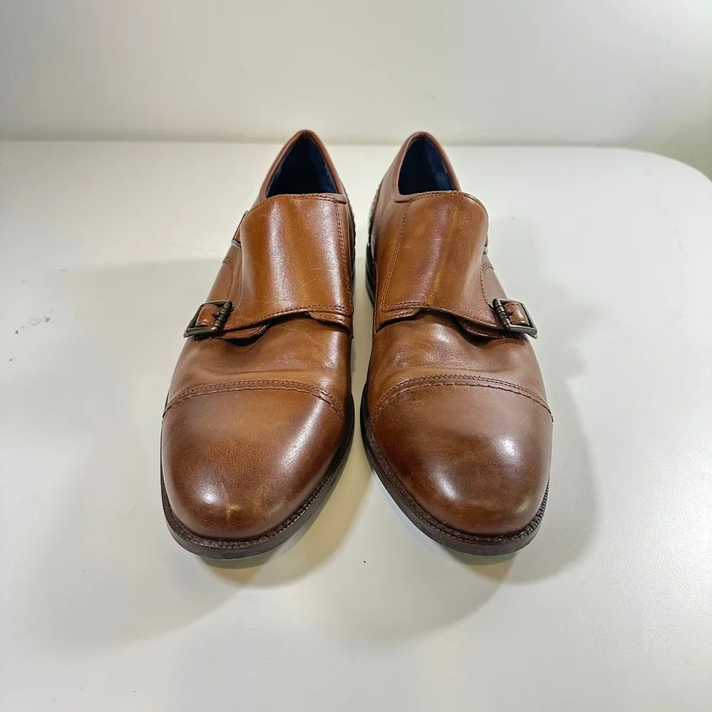 Cole Haan Grand 360 Men 8M British Tan Leather Double Monk Strap Shoes C29035